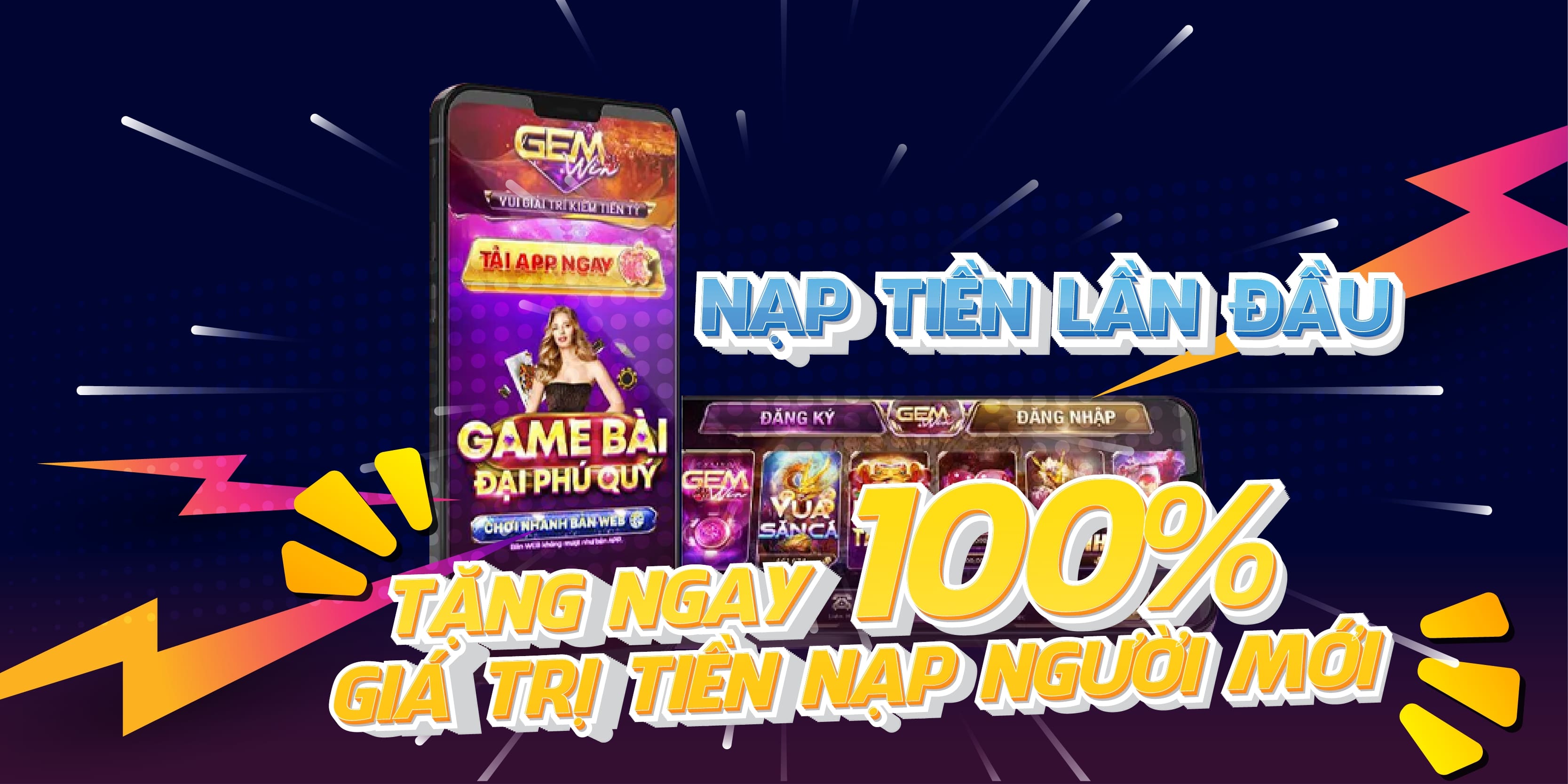 Nạp tiền Gemwin lần đầu – Tặng đến 100% giá trị tiền nạp người mới