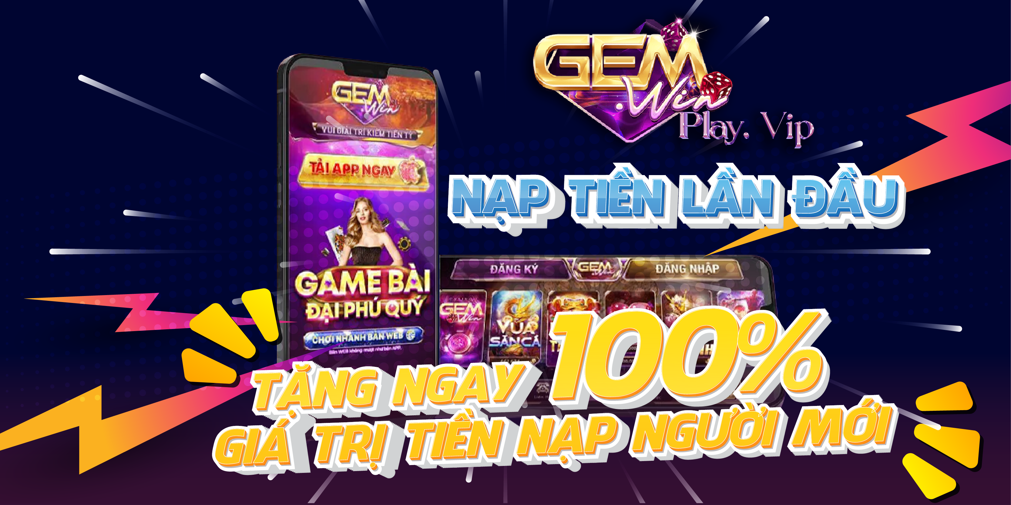 Nạp tiền Gemwin lần đầu – Tặng đến 100% giá trị tiền nạp người mới