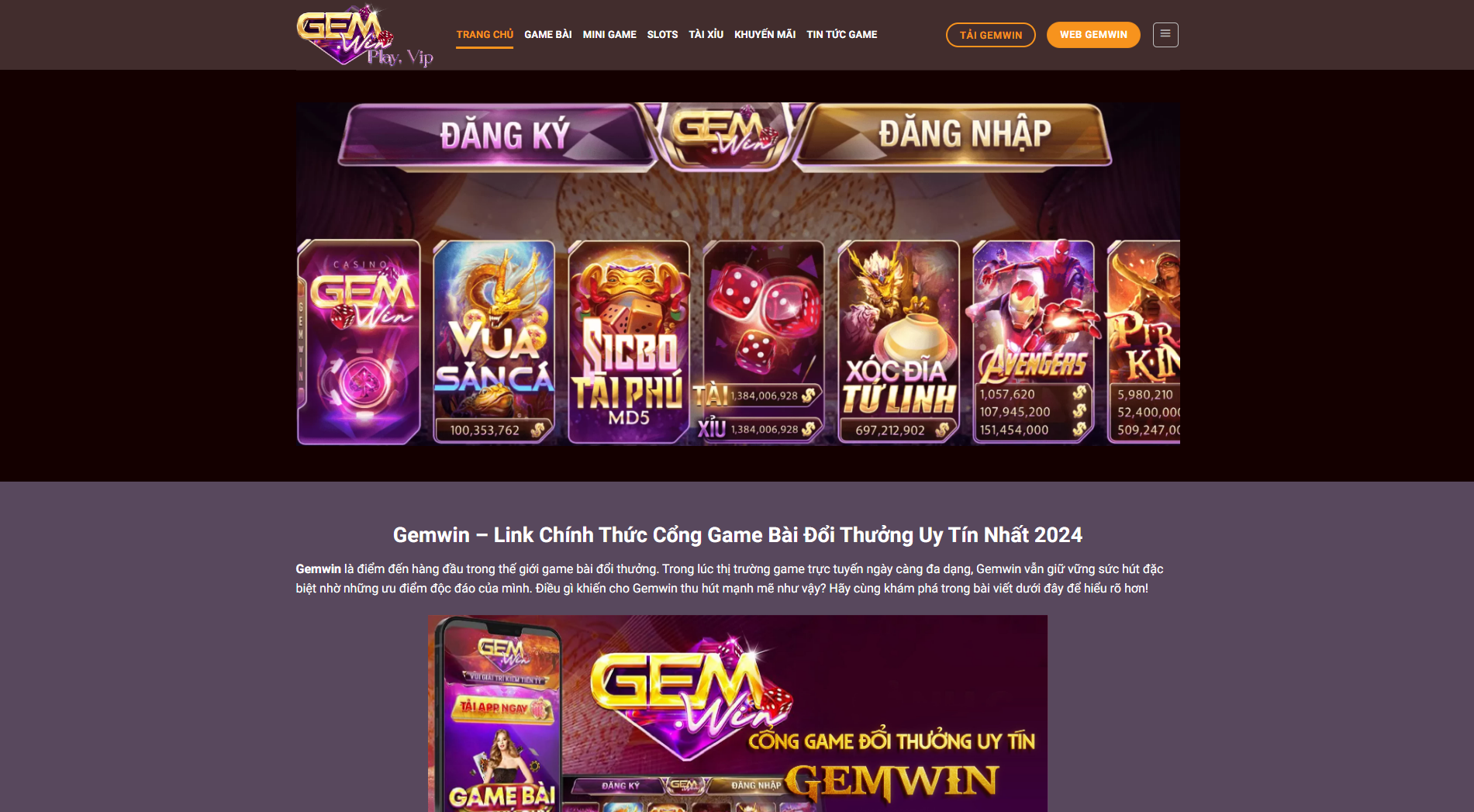 Tâfm nhìn cổng gaem đổi thưởng Gemwin trong 2024